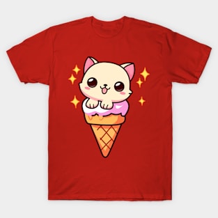 Cute Kitten In An Ice Cream T-Shirt